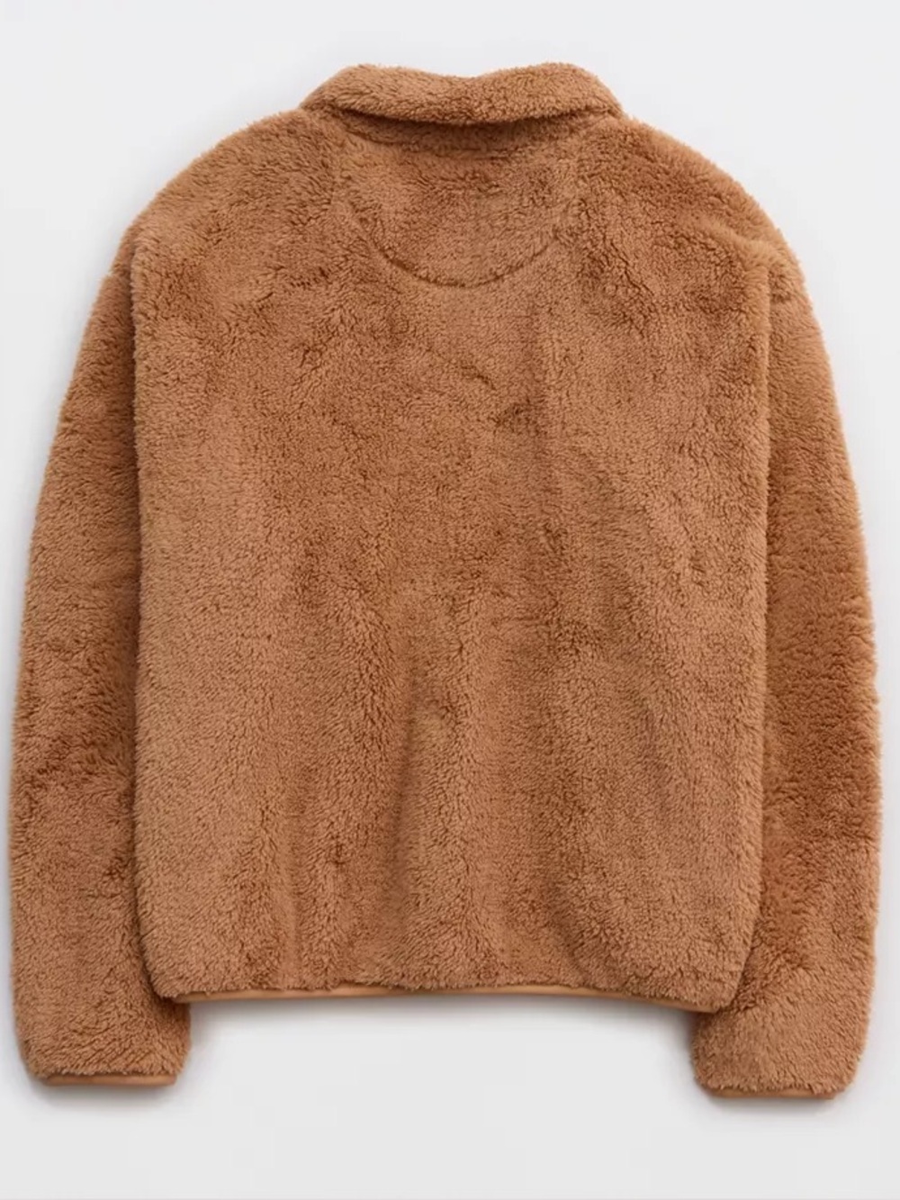 Aerie fluffy Sherpa Cozy quarter Zip Faux Fur Pullover Jacket beach dune xl - Picture 5 of 5